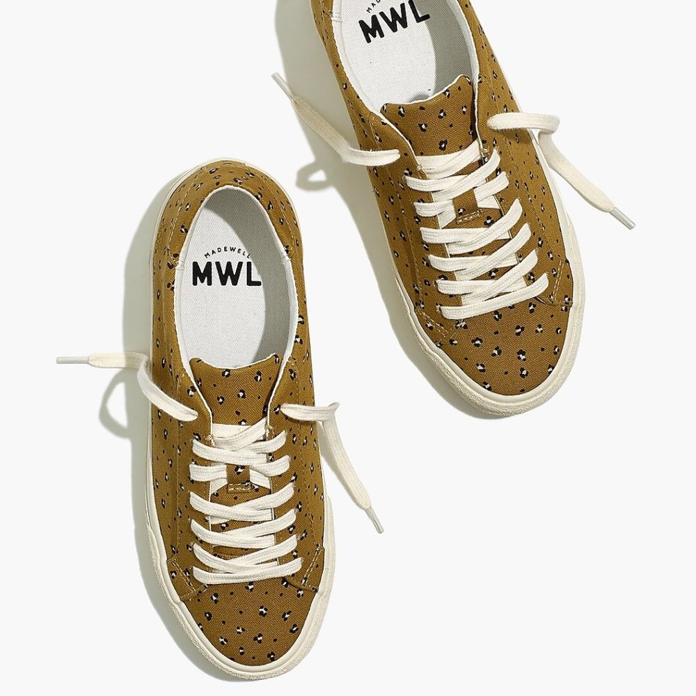 NWT Madewell Sidewalk Low-Top Sneakers in Mini Leopard (Re)sourced Canvas Size 8 - Picture 1 of 6